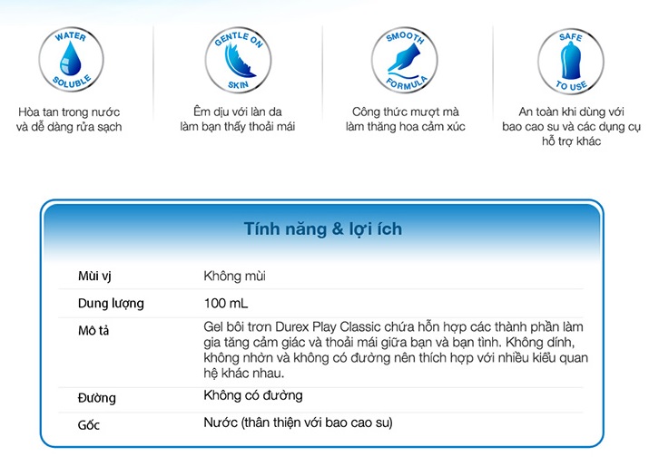 Bán Gel bôi trơn Durex Play Classic 50ml hàng xách tay